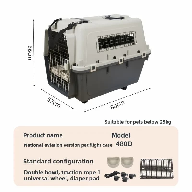 Custodia per aviazione per animali domestici traspirante per animali domestici Gabbie in plastica rotanti omologate per compagnie aeree Porta in filo metallico Custodia per trolley da viaggio per cani e gatti Prodotti