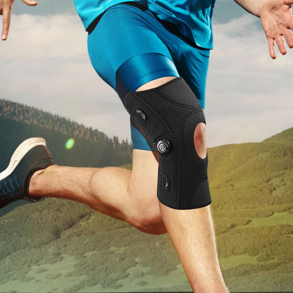 1 Pezzo Ginocchiera in Neoprene con Patella Aperta/Schiena Aperta | Supporto per Gambe con Cuscinetto in Spugna per Rotula e Stabilizzatori Laterali per Sport