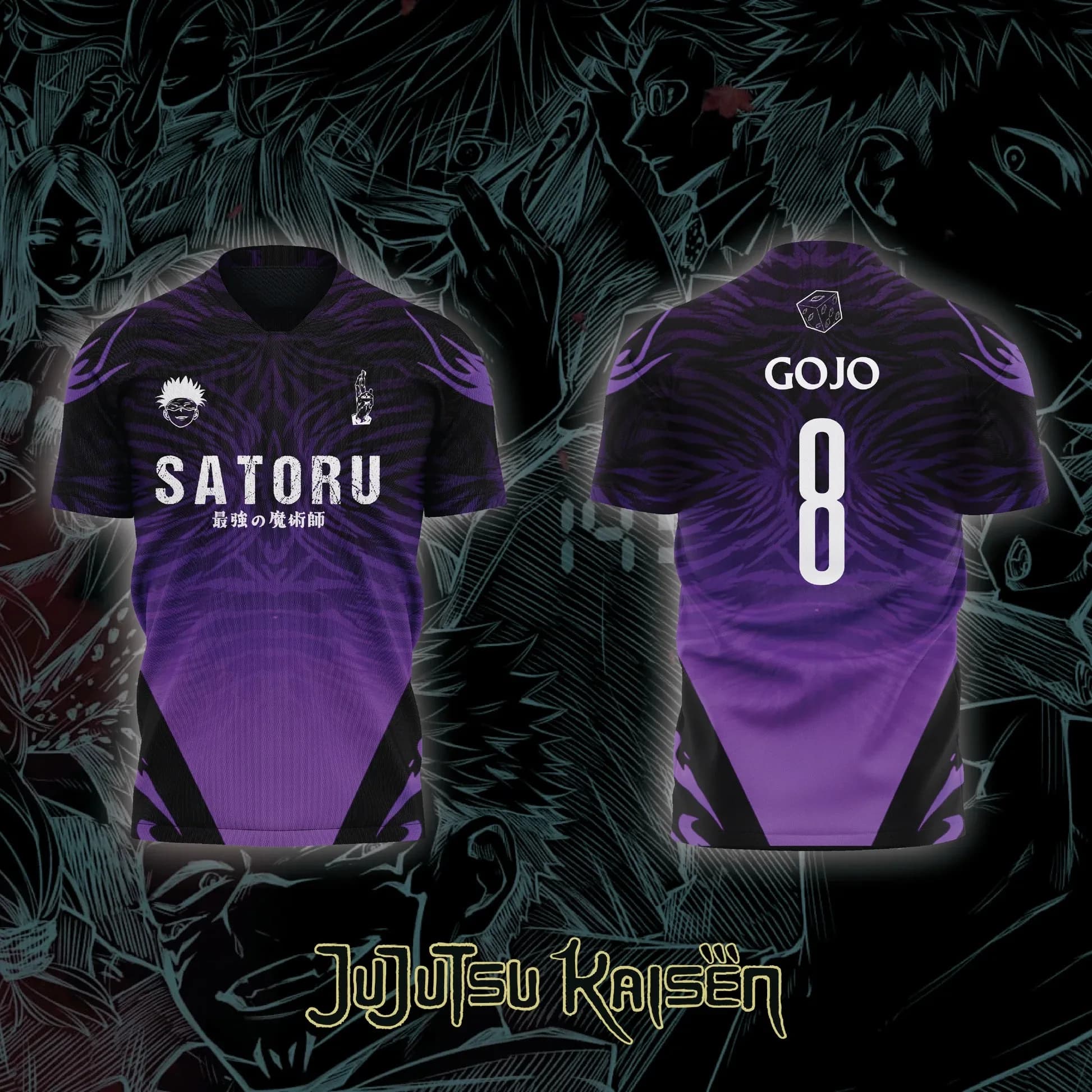 3D Football Shirt Printed 2026 Bandai Jujutsu Kaisen Anime SATORU GOJO NO.8 for Men, T-shirt Sportiva Estiva Casual, Kids T-shirt Y2k