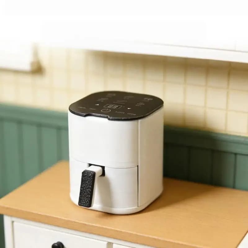 Realistic Kitchen Scene Decor Toy for Kids, 1:12 Dollhouse Mini Air Fryer Model