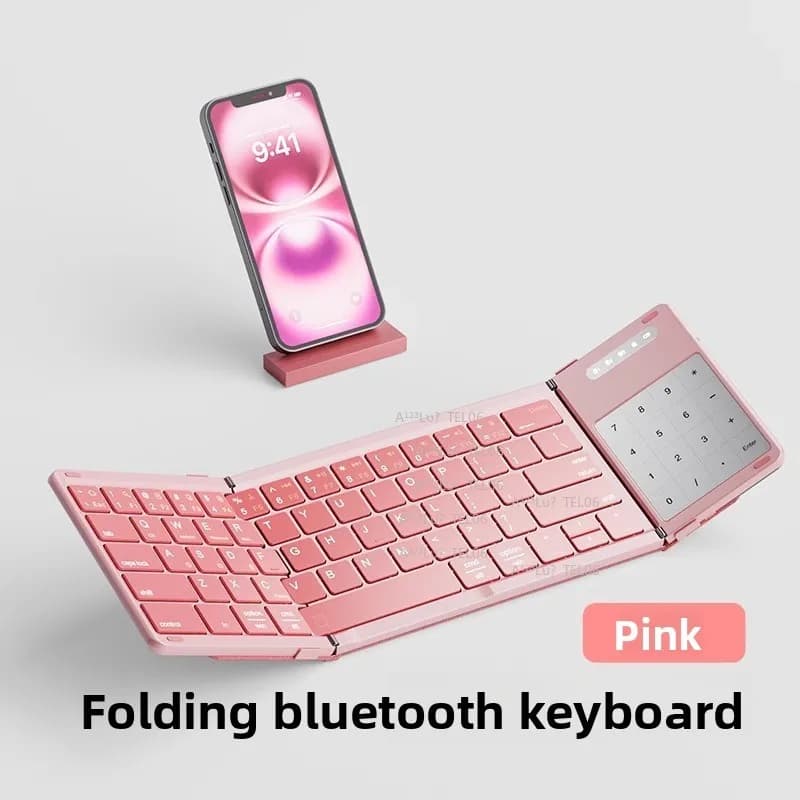 Tri Fold Bluetooth Keyboard Wireless Folding Portable Laptop Desktop Tablet Set