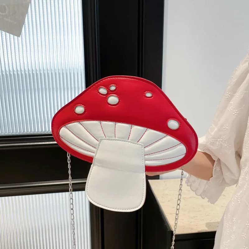Young Girls Mini Crossbody Phone Bag Contrast Color Pu Leather Handbag Shoulder Bag Lady Cute Mushroom Creative Bag