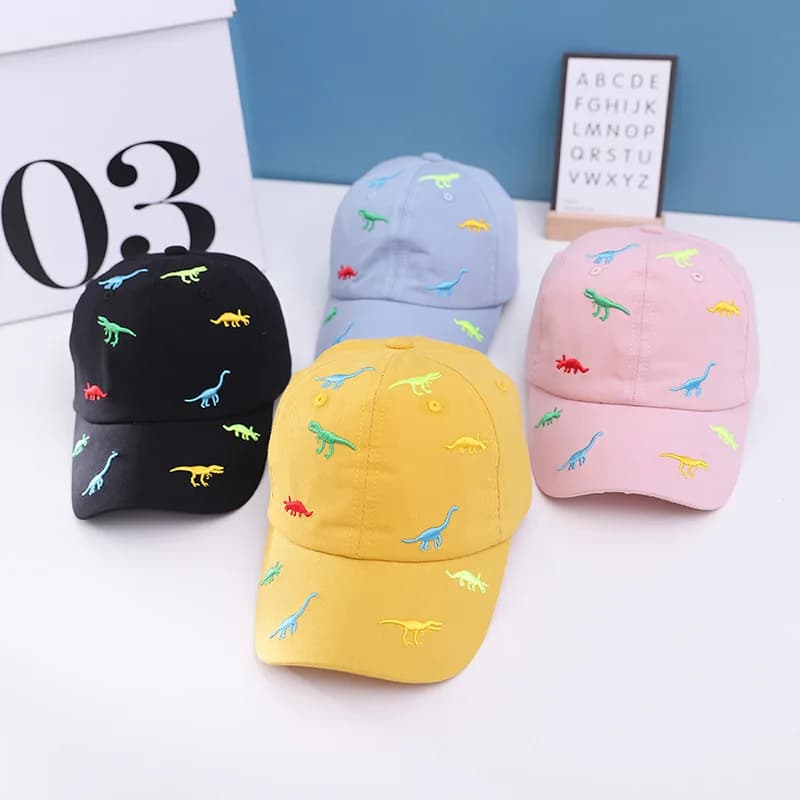 Colorful baseball cap for children with small dinosaurs, new baby hat, fresh embroidered baseball cap for children from 1 to 3 years old