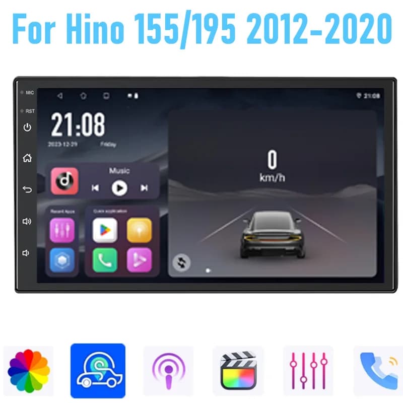 7 ''Per Hino 155/195 2012-2020 Autoradio Senza Fili Apple Carplay Android 15 Lettore Multimediale Stereo GPS Navi WIFI 4-64GB BT