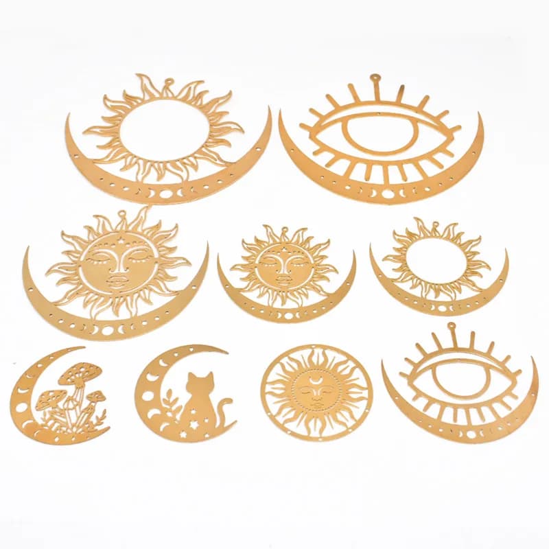 Copper Sun Moon DIY Sun Catchers Making Accessories Crystal Suncatchers Wind Chimes Pendant Supplies Hanging Decoration Craft