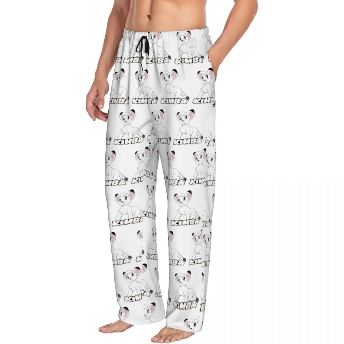 Custom Kimba White Lion Men Pajama Pants Lounge Sleep Sleepwear Bottoms with Pockets