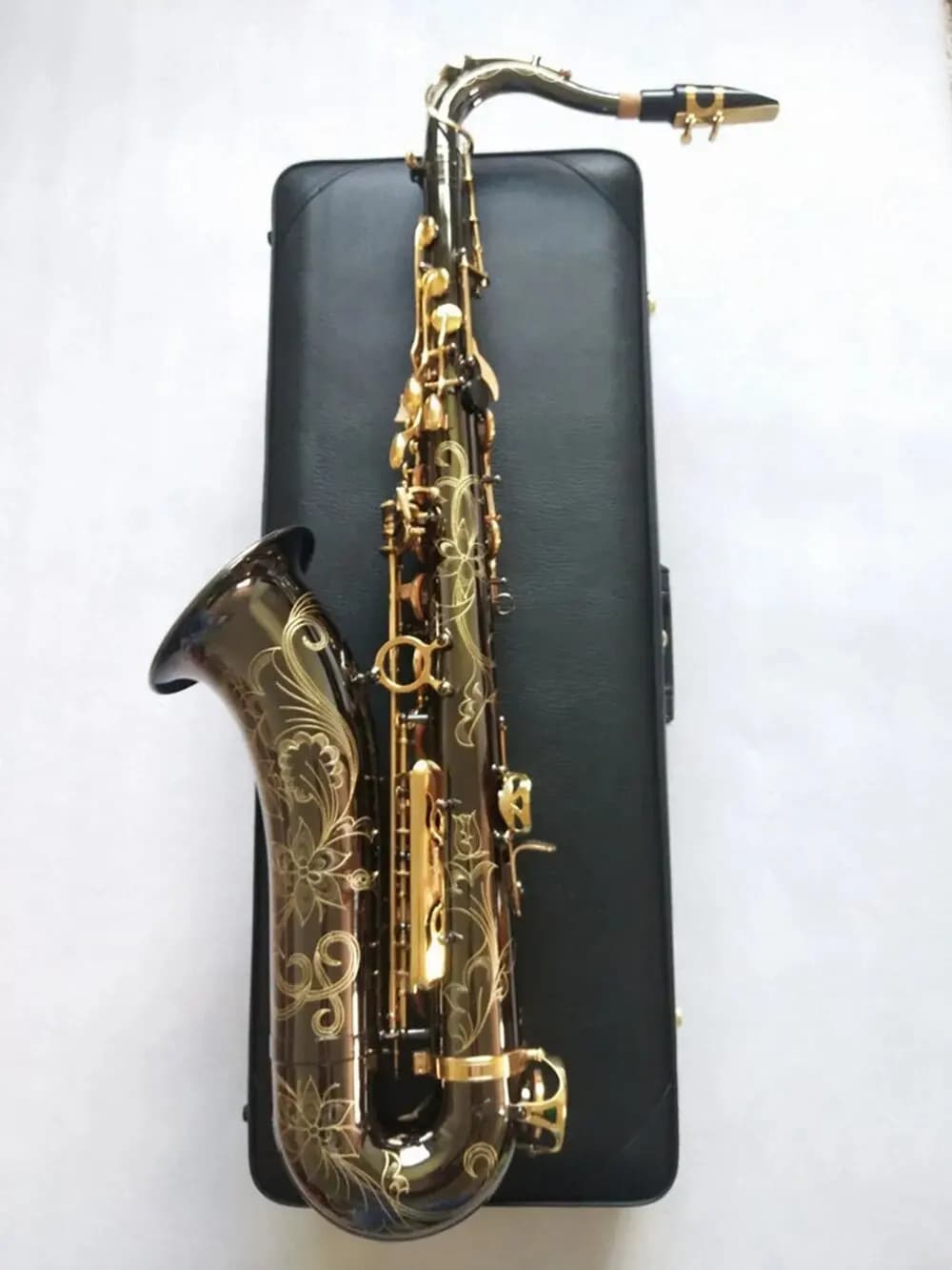 Brand New Japanese Flat Bb Tenor Saxophone, T-901 B, Musical Instrument, Black Nickel, Gold, Professional with case mouthpieces