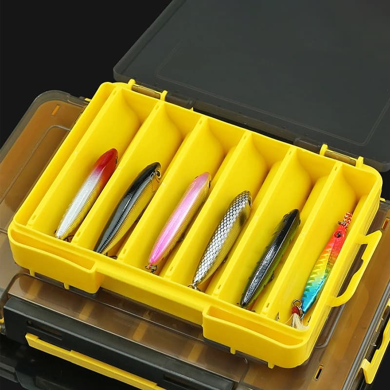 Organizer for Fishing Equipment with 12 Parts and 2 Closures, Transparent Plastic Storage Box