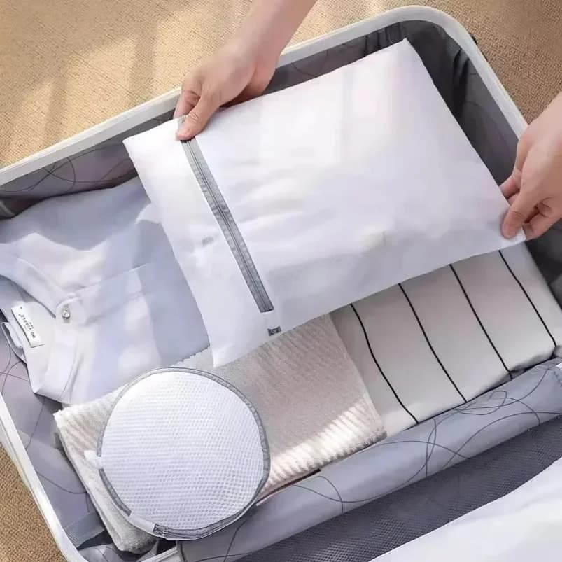 3 piece zipper mesh linen bags Polyester fine knitted linen baskets Laundry bra bags for washing machine Practice mesh bag for convent