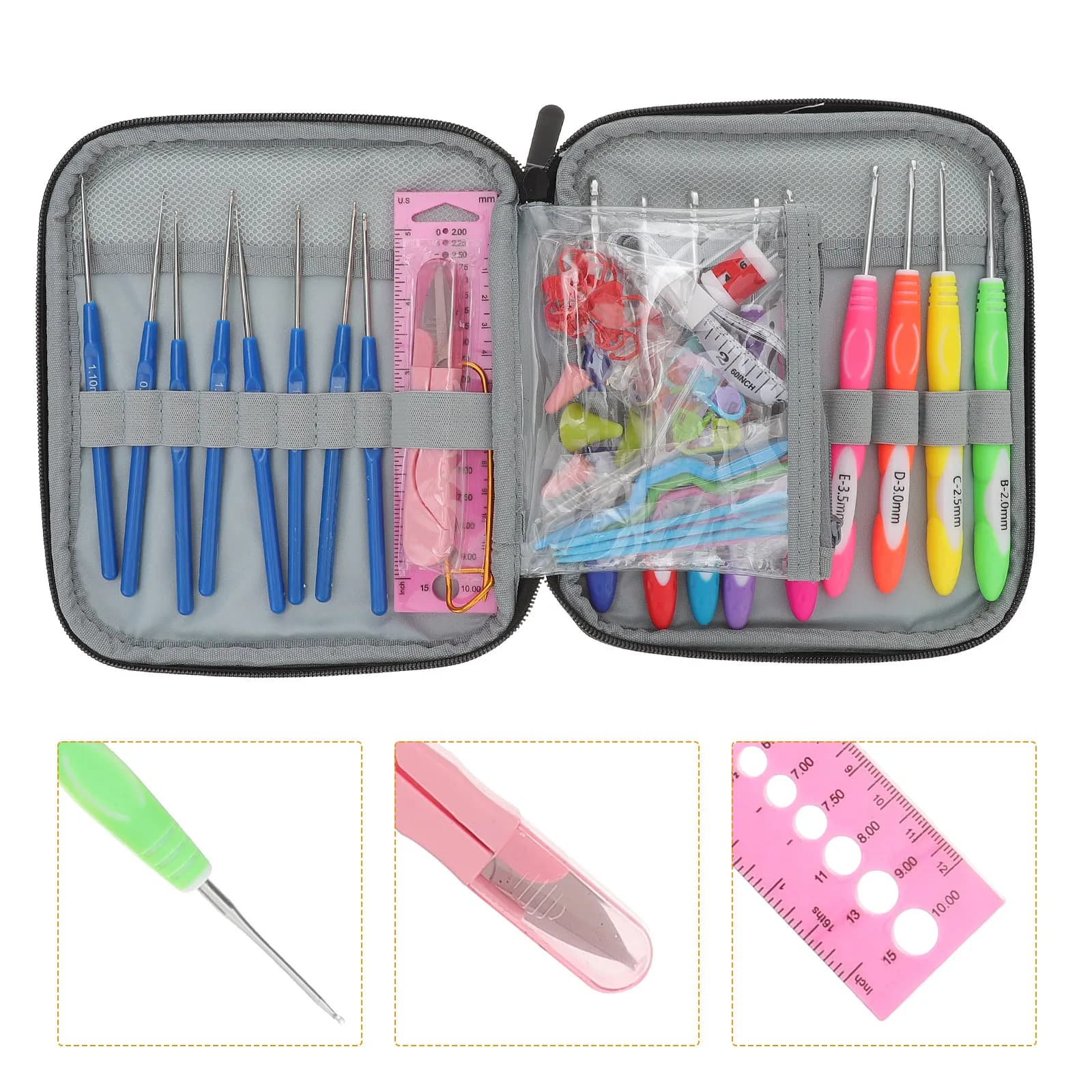 Set di 1 Kit Fai-da-te per Uncinetto Premium: Ferri da Uncinetto Lisci, Leggeri e Portatili, Accessori Ergonomici per Sciarpe