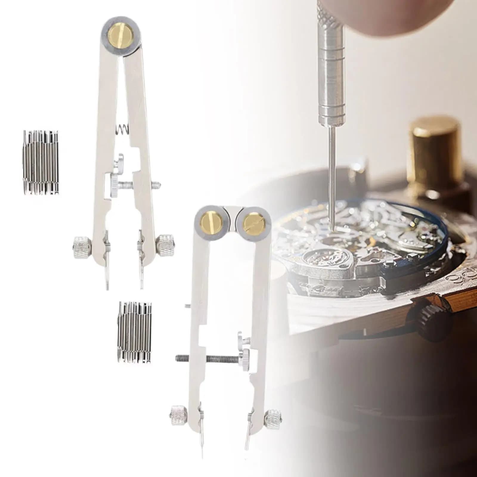 Set of tools for watches spring bar pliers, clock repair tool, chain removal tool with 9 pin tips, removal pins, professional