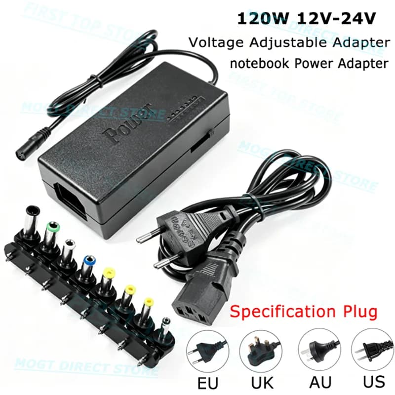 120W Universal Portable AC Laptop Power Adapter 12V 15V 16V 18V 19V 4.5A 20V 24V Charger For Toshiba Hp Asus Acer Sony Lenovo
