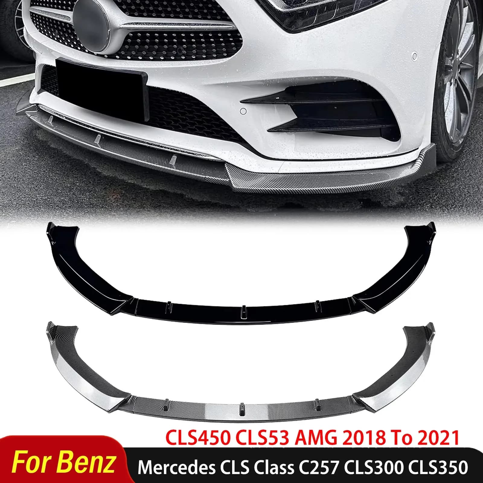 Per Mercedes Benz CLS Classe C257 CLS300 CLS350 CLS450 CLS53 AMG Dal 2018 Al 2021 Paraurti Anteriore Splitter Lip Diffusore Spoiler Inferiore
