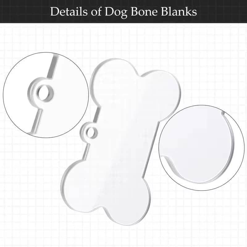 50/30 Pcs Sublimation Blank Dog Tags Clear Acrylic Keychain Blanks Dog Bone Shape Transparent Discs Precut Blanks