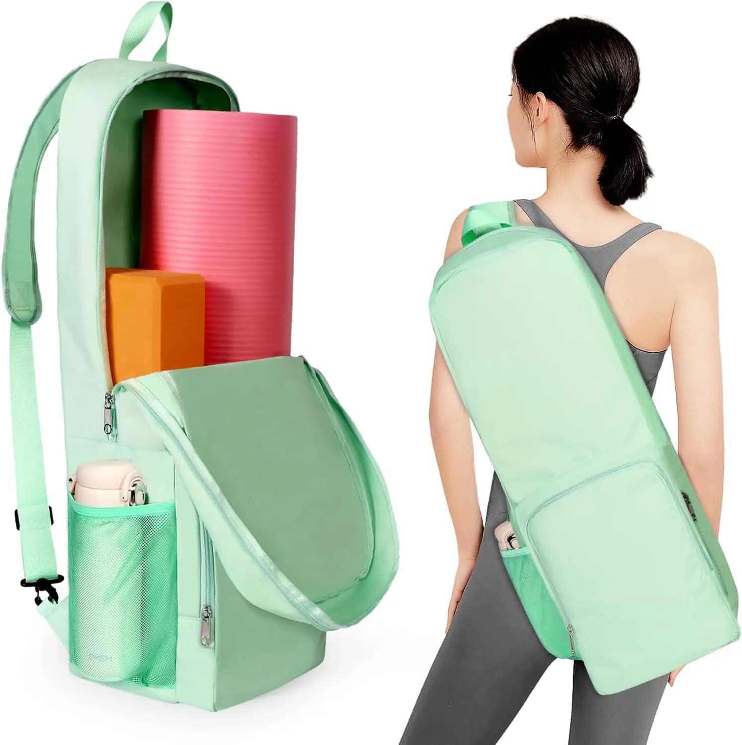 Lightweight and waterproof bag for Yoga mat with Side pocket on the Net and Exterior compartment for Bagnati objects, Easy to transport