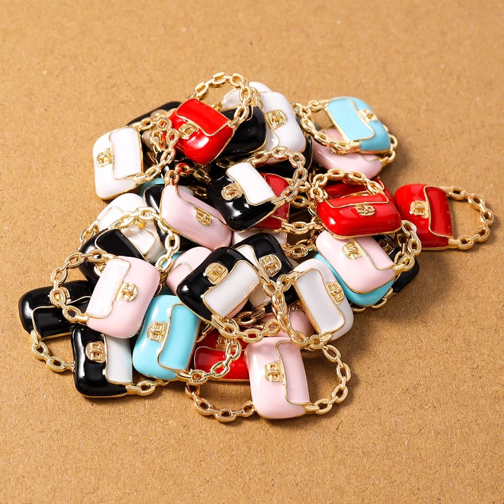 10 Pieces Bag Shape Pendants Fashion Disposable for Creation Jewelry, Necklaces, Earrings, DIY Accessories Handmade