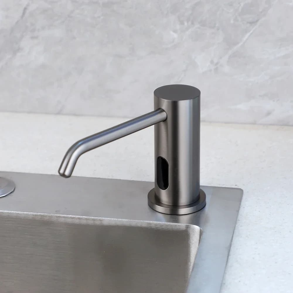 Dispenser automatico di sapone in ottone grigio Sensore touchless Disinfettante per le mani Dispenser di detersivo per shampoo grande 500 ml Commerciale
