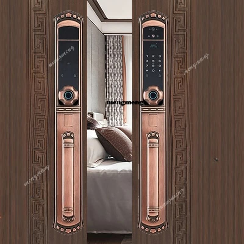 Porta blindata per villa con serratura intelligente impermeabile, di alta gamma, a doppia anta, antifurto, con chiusura a combinazione, in metallo