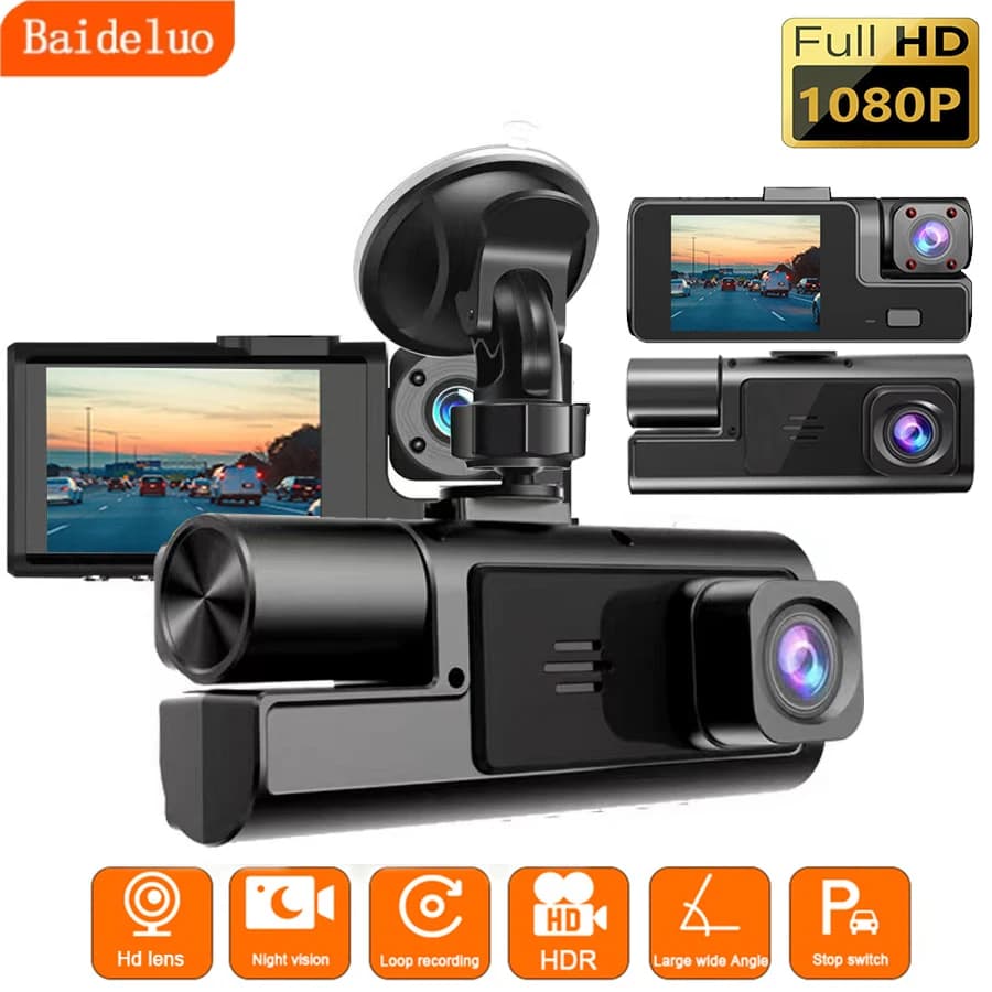 Registratore per auto anteriore e integrato, telecamera DVR per auto con registrazione anteriore 1080P e integrata 720P, 140° ° Grandangolare, visione notturna