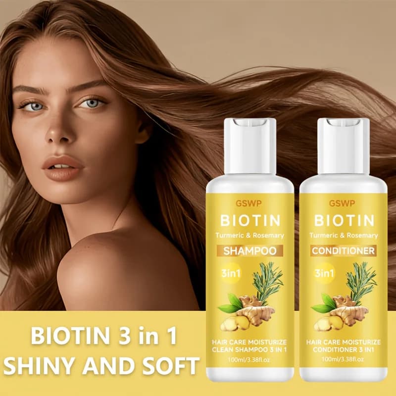 GSWP Shampoo, Balm and Treatment All in One with Biotin, Curcuma and Rosemary, Deeply Hydrating Cleaning that Reduces Dryness. 100ml/200ml