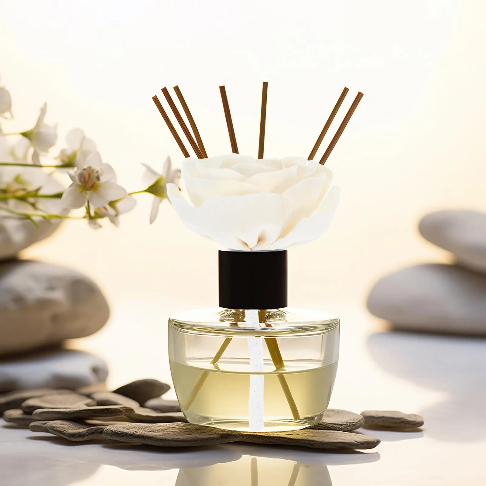 Realistic Flameless Aromatherapy Flower Diffuser Head for Essential Oil Bottles Bedroom Living Room Office Bathroom Decor Aroma