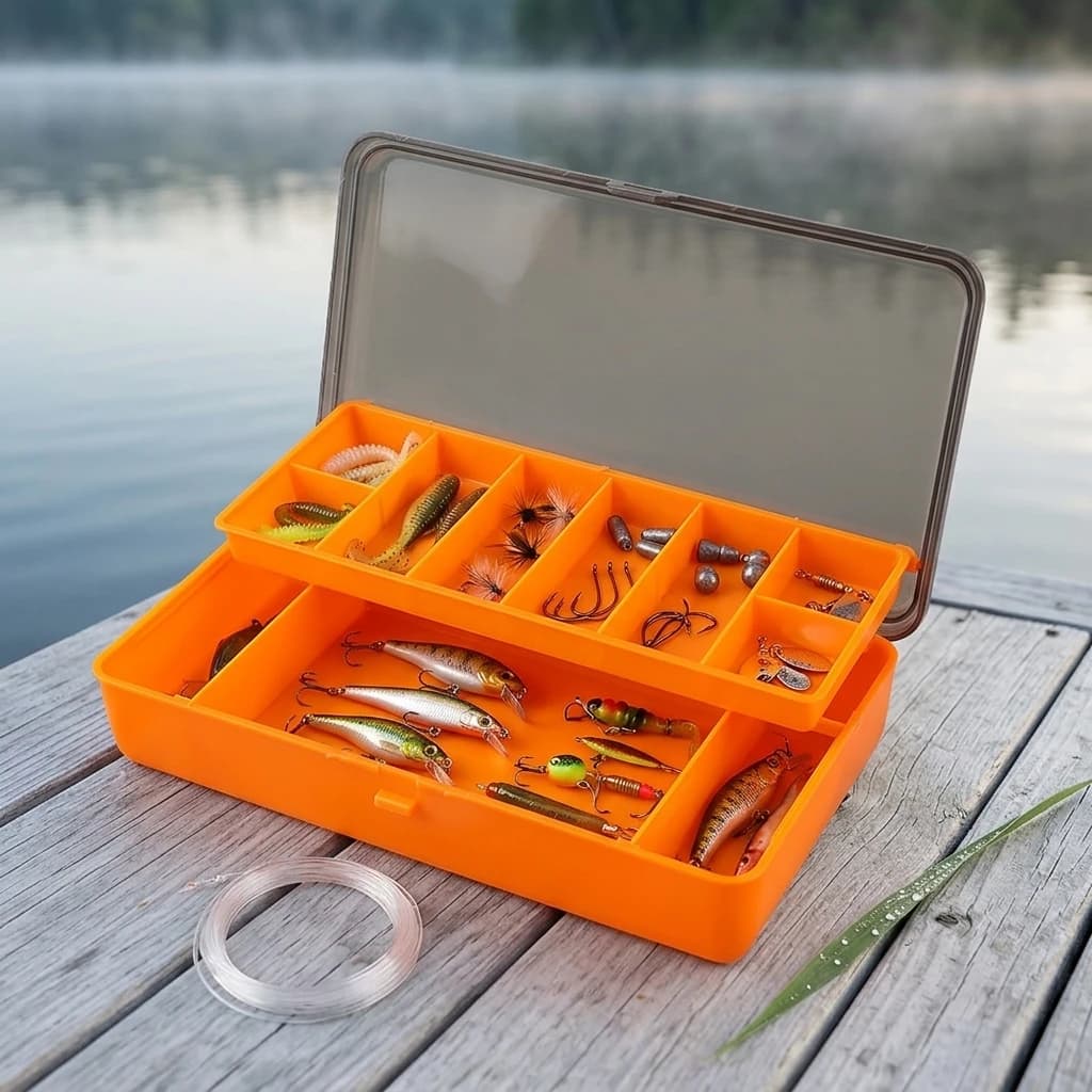 PP Material Double Layer Tackle Box Thickened Multi-functional Bait Storage Box Mino Soft Bait Fishing Accessories Storage Box
