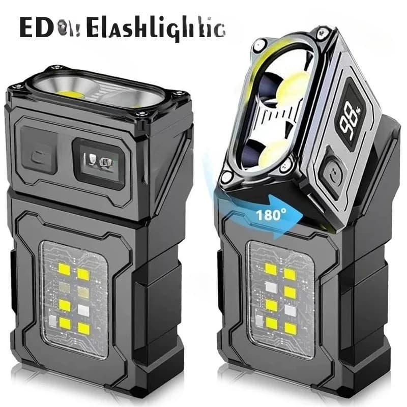 Mini LED Torches EDC Magnetic Rechargeable Flashlight Clip-On EDC Portable Work Lamp for Camping Hiking Emergency Dog Walks