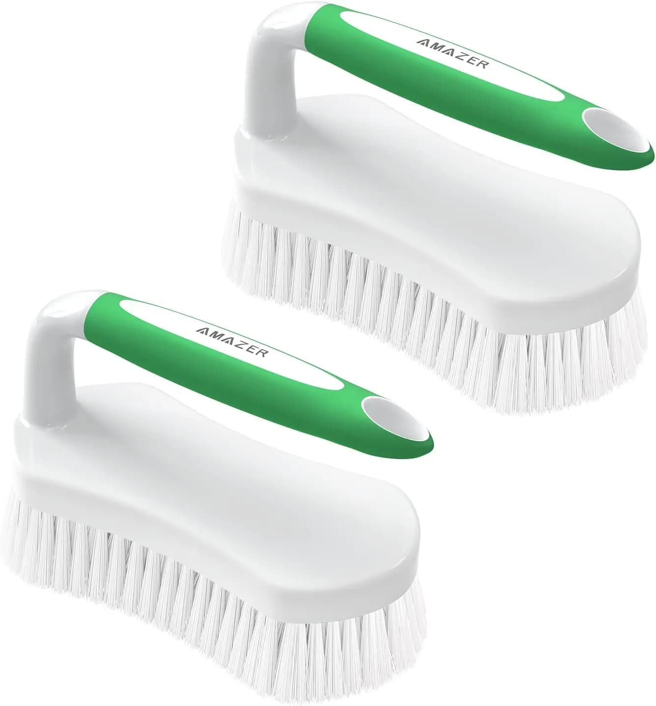 Spazzola per Pulizia Resistente con Impugnatura Comoda, Setole Rigide per Vasca, Lavandino, Tappeti e Pavimenti - Confezione da 2 Verde