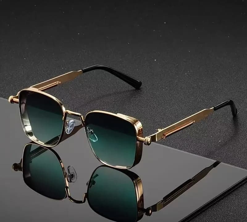 Men Driving Sunglasses Vintage Steampunk Square Sunglasses Metal Frame with Spring Hinges Women Eyepiece Trendy Driver Glasses