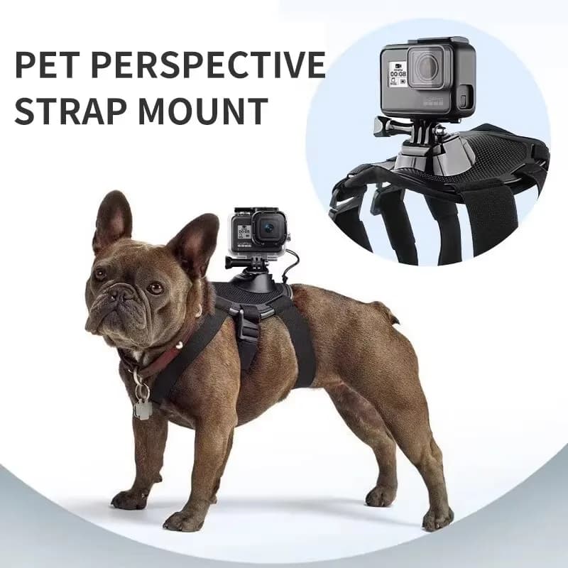 Soft and adjustable dog brace for Gopro hero 13 12 11 10 9 8 7 6 5 4 Session for DJI OSMO Action 5pro 4 3 insta360 X4 X3 cam