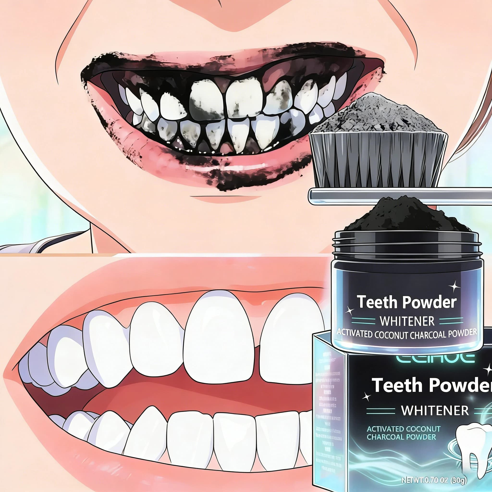 Natural Whitening Powder Denti, Deep Removal of Macchies for Fresh and Smile More Bright, Clean Delicate Cleansing Safe for Nail Polish