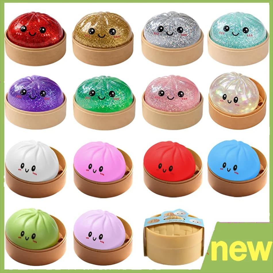 Nuovo Squishy Morbido a Forma di Raviolo: Giocattolo Trasparente Colorato da Spremere, Palla Antistress ASMR, Giocattolo Sensoriale per Bambini e Adulti