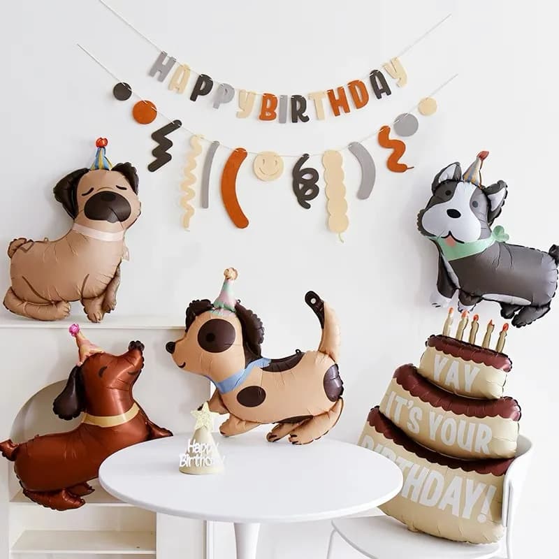 Palloncino in pellicola di alluminio opaco Cartoon Animal Dog Series Husky Bassotto per bambini Decorazione festa di compleanno Baby Shower Globos