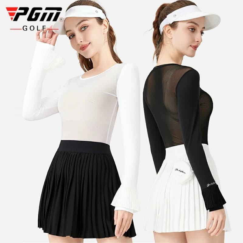PGM Estate Nuovo Golf Scialle per protezione solare Donna Camicie a maniche lunghe svasate pieghettate Lady Top sportivi in seta di ghiaccio resistente ai raggi UV Asciugatura rapida