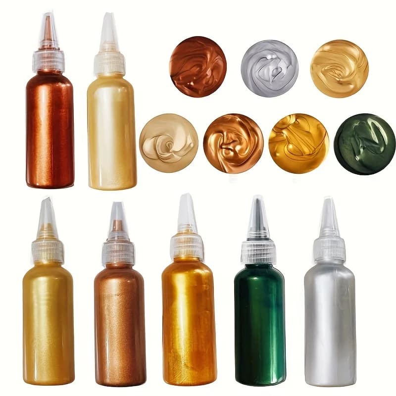 Pigmenti in resina di vernice acrilica metallizzata da 60 ml Rame dorato argentato per gioielli in resina epossidica che creano pigmenti coloranti fai da te fatti a mano
