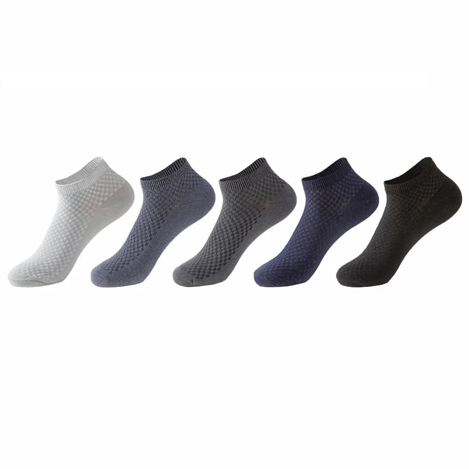 Men's Double-Needle Bamboo Fiber Socks Four-Season Business Mid-Calf Short Socks Breathable Casual Wholesale Drop Shipping
