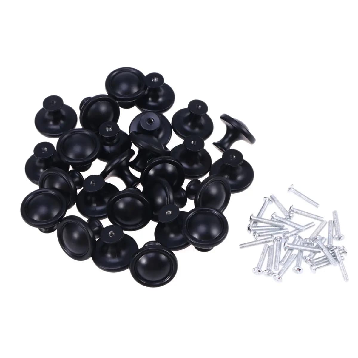 25 Pezzi Maniglia per Mobili, Pomello Rotondo in Lega di Alluminio Nero Opaco, Stile Europeo Moderno per Cassetti e Porte Scorrevoli