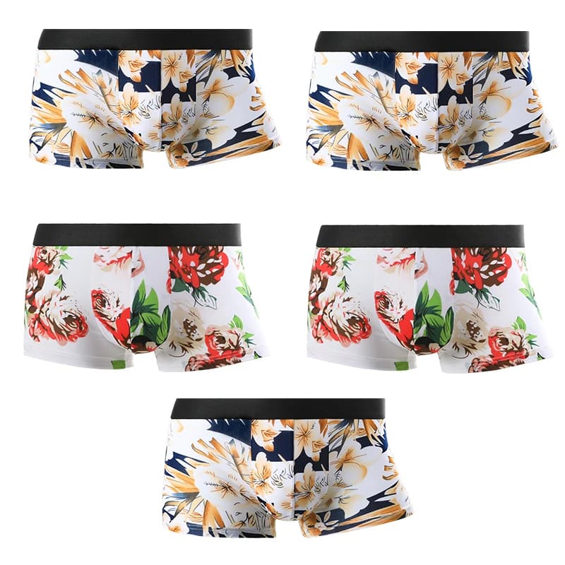5PCS Men's underwear, men's briefs, ice silk soles, four-cornered cuffs, men's modal summer thin style, breathable