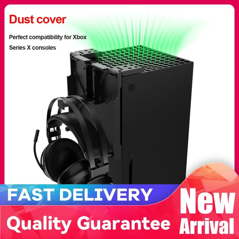 Filtro antipolvere per ventola di raffreddamento con supporto per cuffie, copertura antipolvere per console di gioco, accessori per XBOX Series