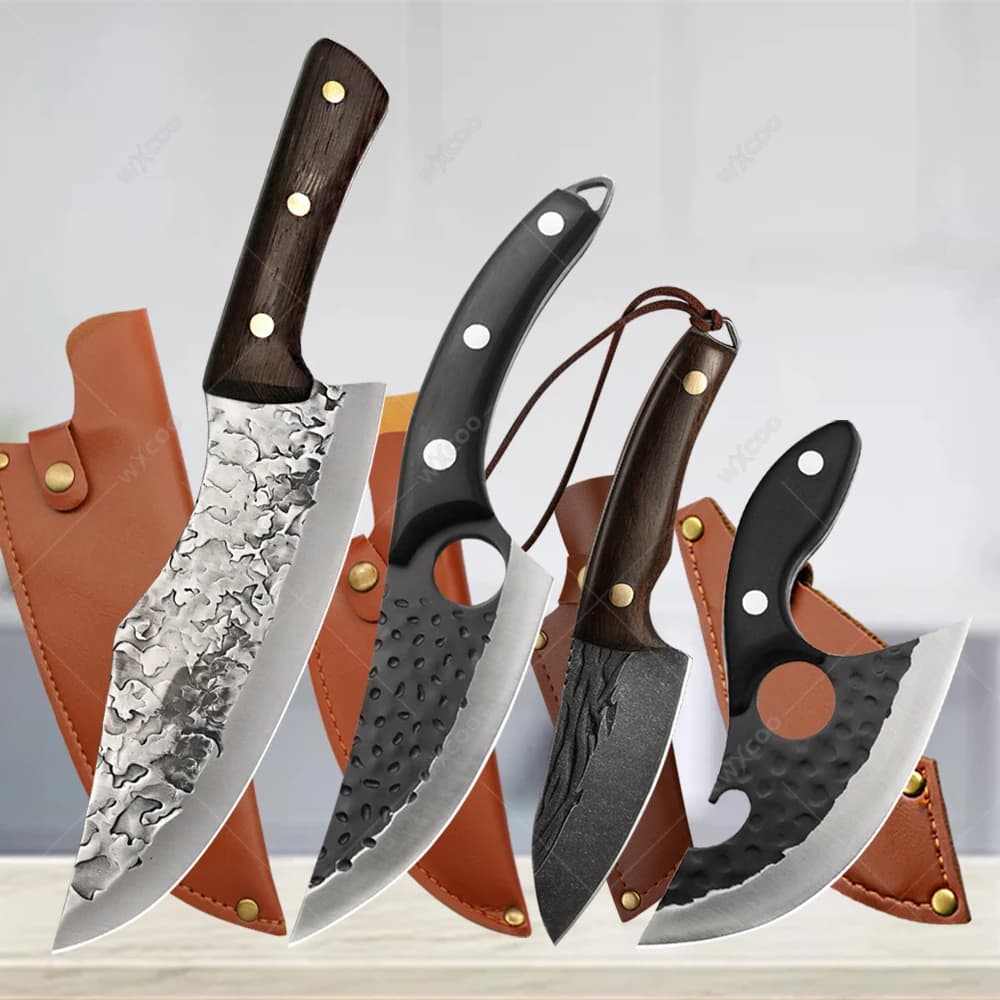 WXCOO Handmade Forged Kitchen Knives Meat Cleaver Chef Knives Butcher Boning Knife Fishing Knife Fruit Barbecue Knife with Cover