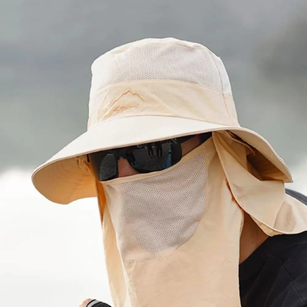 Casual Neck Guard Sunscreen Sunshade Cap Oversized Brim WithShawl Cycling Cap Lightweight Foldable Face Mask Hat Summer Outdoor
