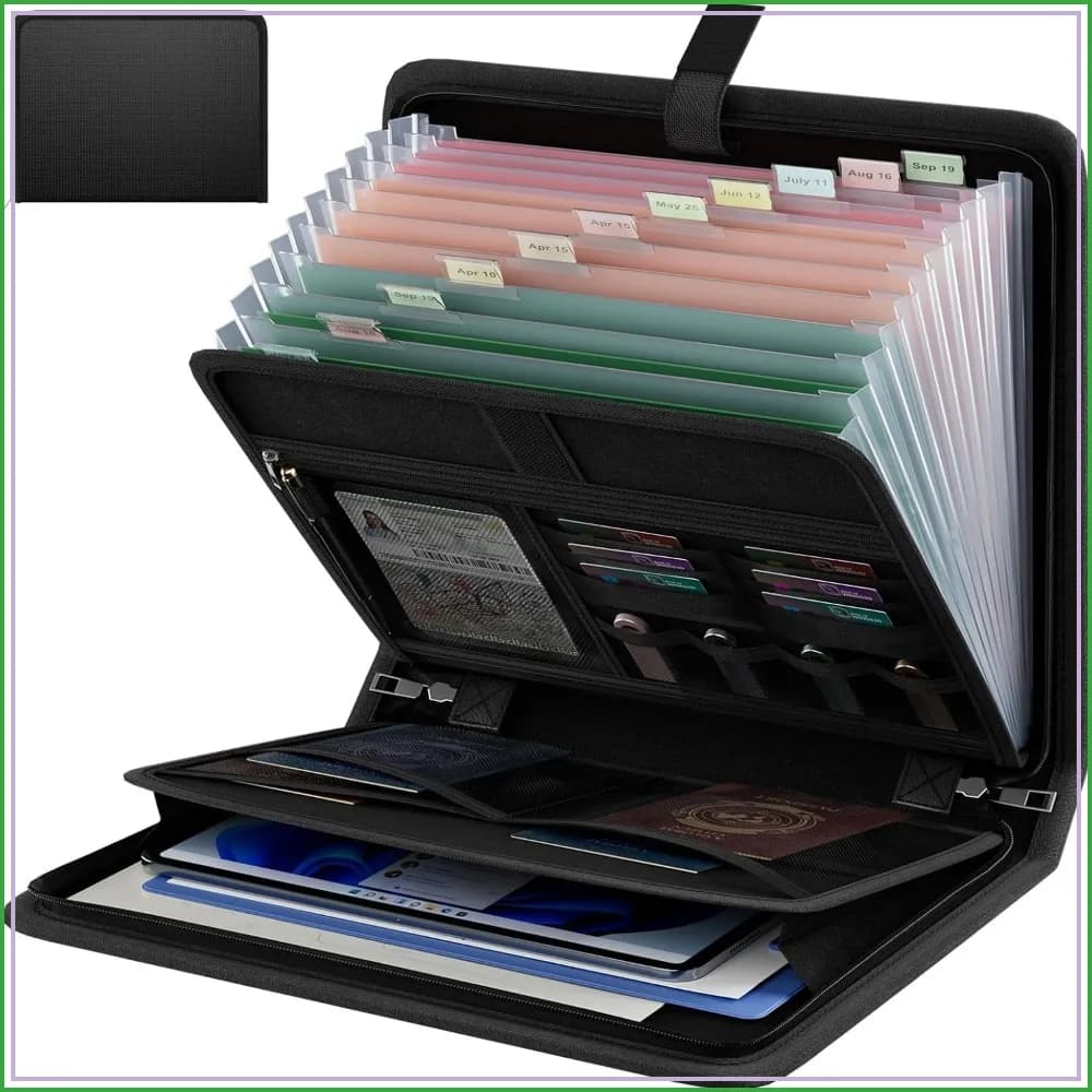 Fireproof Accordion File Organizer, Portable Expanding File Folder with Waterproof Zipper, 13 Pockets for Important Documents