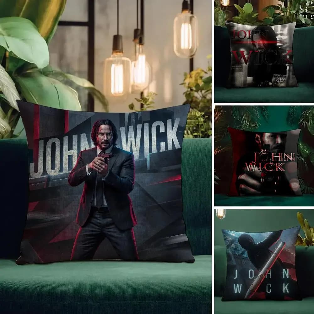 Movie John Wick Cushion Cover Natural Linen Pillowcase Set Cushion Cover for Sofa Bedroom Chair