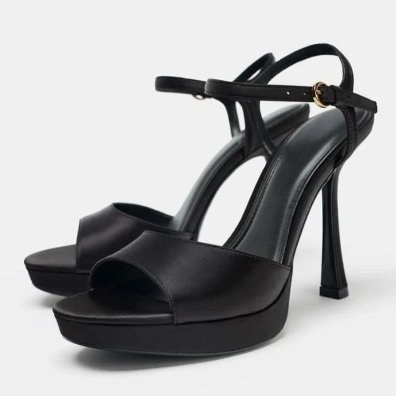 Elegant Satin Satin Sandals Woman Summer Peep Toe Platform Sandals Waterproof Designer Ankle Strap Buckle stiletto heels