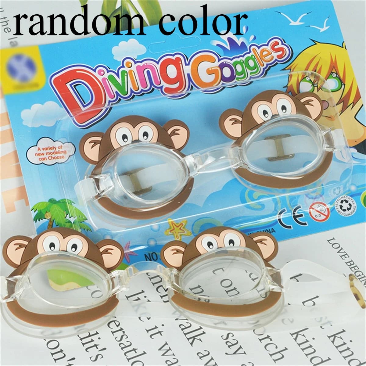 1 pair of swim glasses for children with animated drawings, for boys, girls and newborns, waterproof and high definition anti-fog