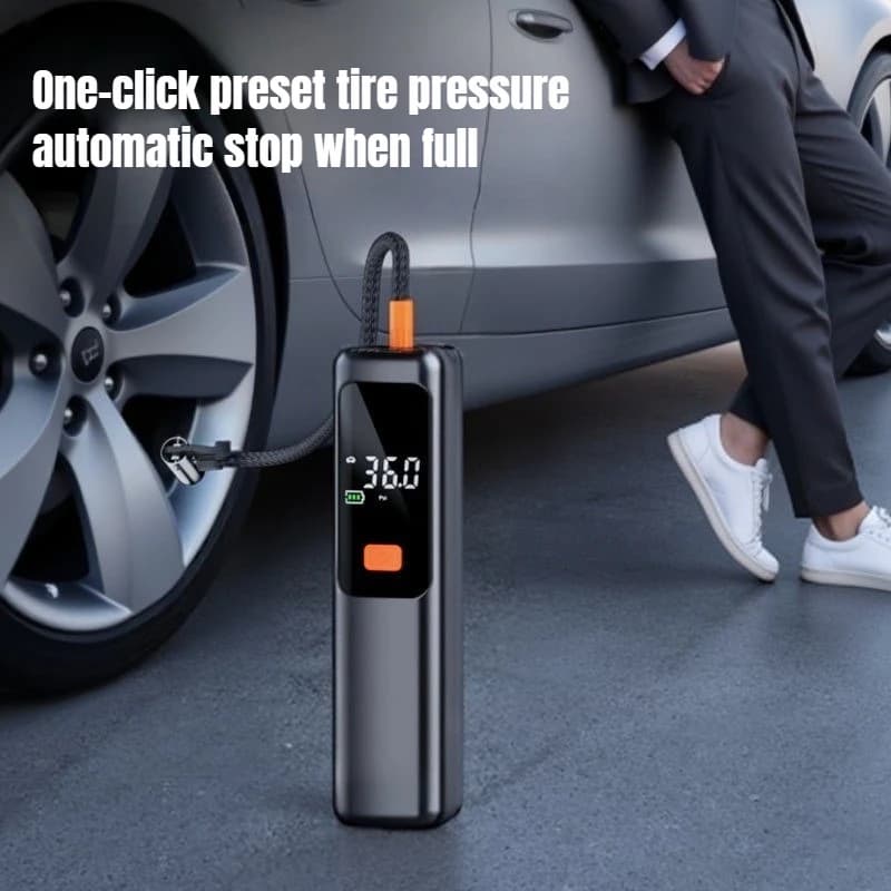 Laiben Pompa d'aria per auto Manometro portatile per pneumatici Gonfiatore elettrico wireless per auto e biciclette, Gonfiatore per pneumatici compatto