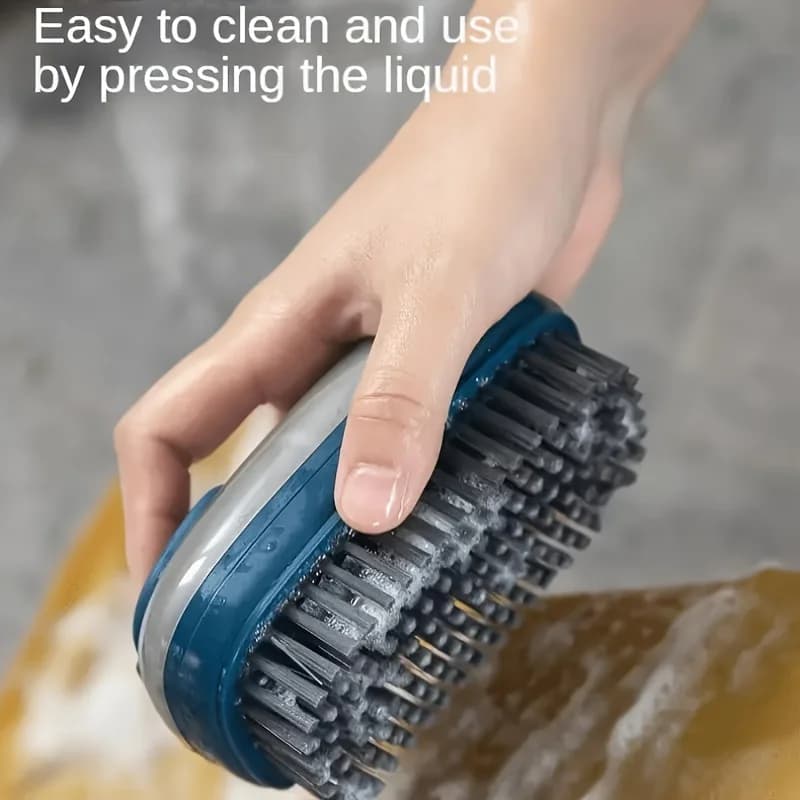 Spazzola per scarpe con contenitore per liquidi, spazzola multifunzionale, spazzola per la pulizia a pressione, spazzola con setole morbide, attrezzatura per la pulizia delle scarpe