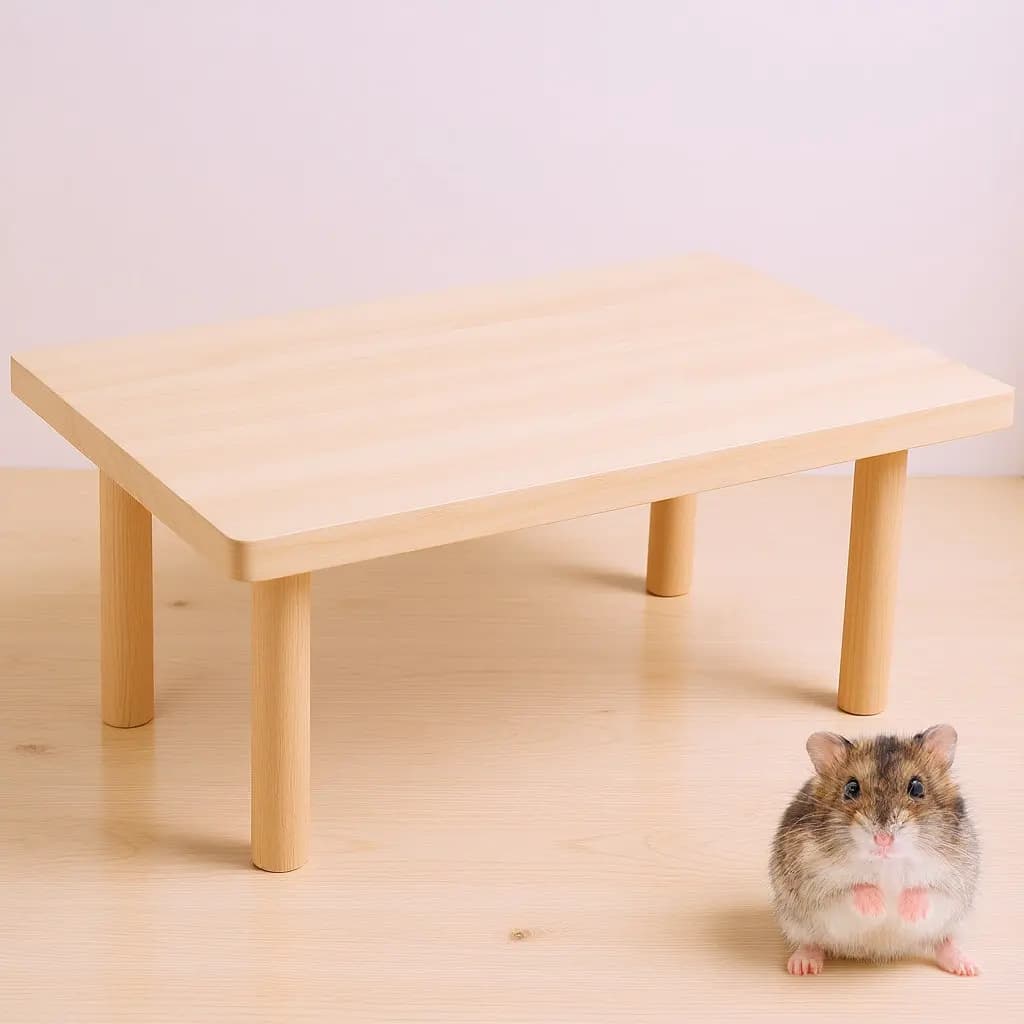 Piattaforma in Legno per Gabbia di Criceti, Sicura e Robusta, Levigata, Supporto per Piccoli Animali, con Supporto per Ciotola e Bottiglia d'Acqua, Adatta anche per Chinchilla