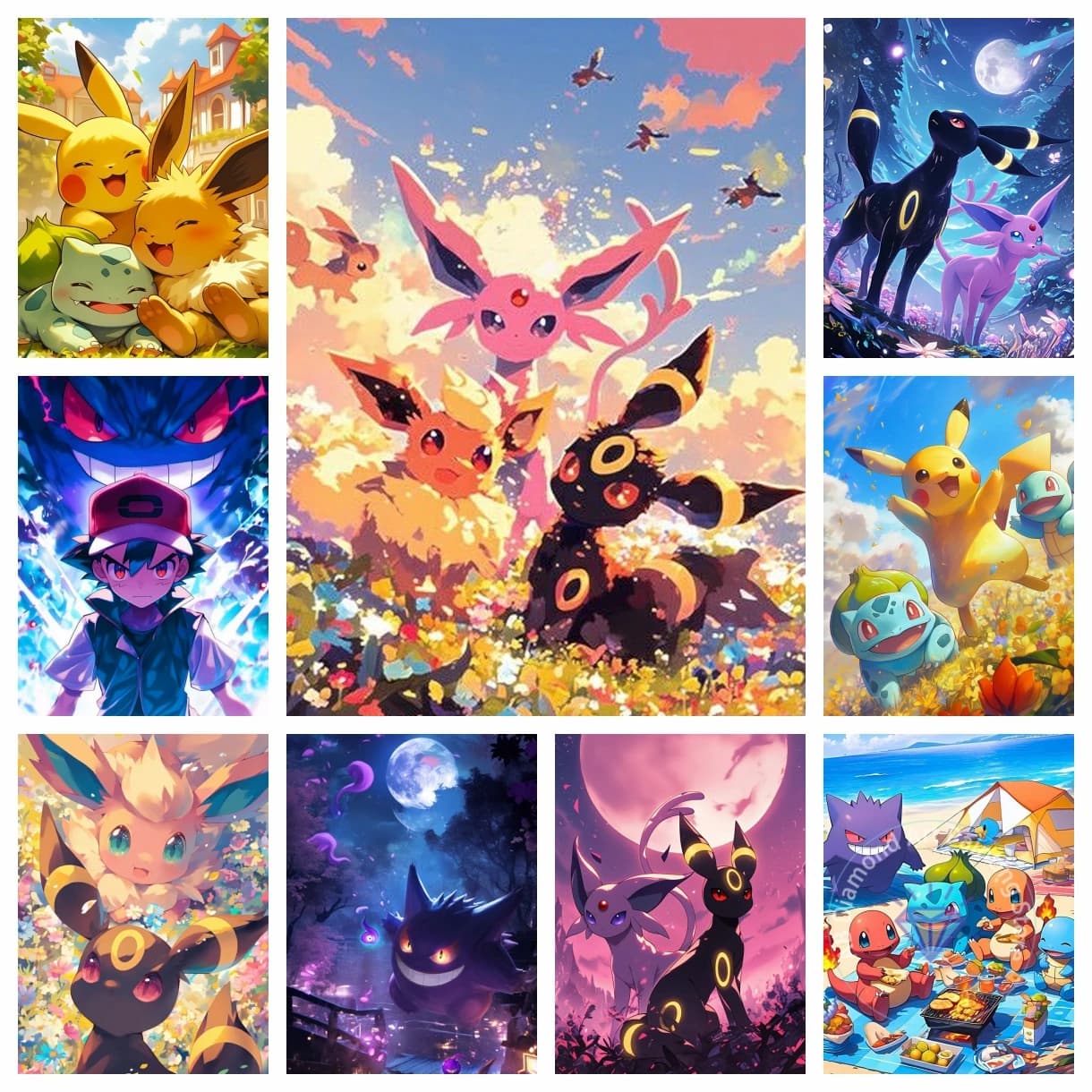 Flareon Jolteon Mewtwo AB Kit di pittura diamante 5D diamante ricamo punto croce arte fatta a mano regalo artigianato decorazioni per la casa