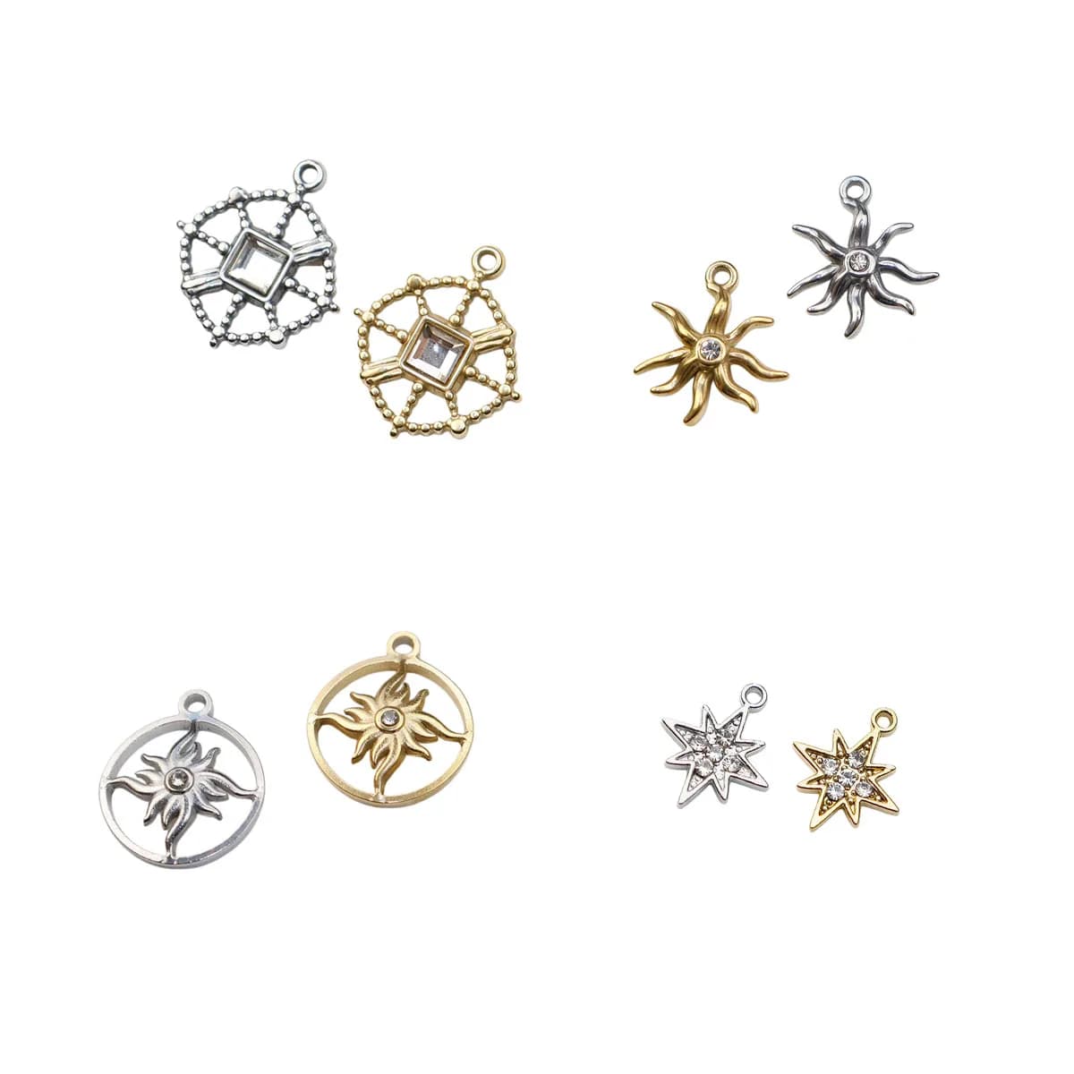 5pcs Stainless Steel Star Fashion Jewelry Accessory Charms Pendant DIY Handcraft Vacuum Plate Waterproof Antiallergic